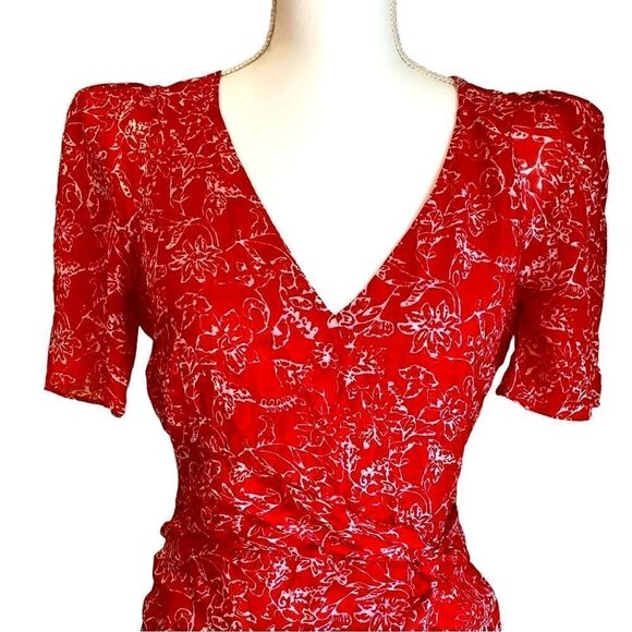 Parker Krislyn Red Silk Dress Size 6 - Picture 4 of 12